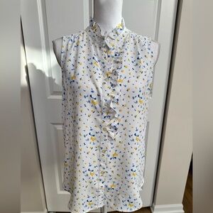 Ann Taylor - Floral Sleeveless Ruffles Blouse (medium)